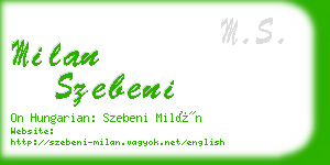 milan szebeni business card